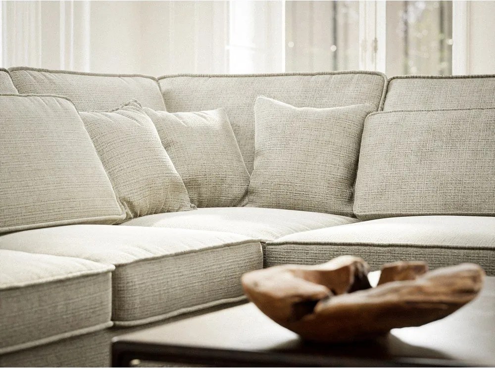 Szürkésbézs zsenília sarokkanapé (jobb oldali-L alakú) Kirou – Maison de Rêve