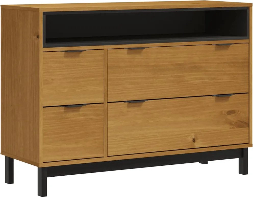 vidaXL FLAM tömör fenyőfa fiókos szekrény 110 x 40 x 80 cm