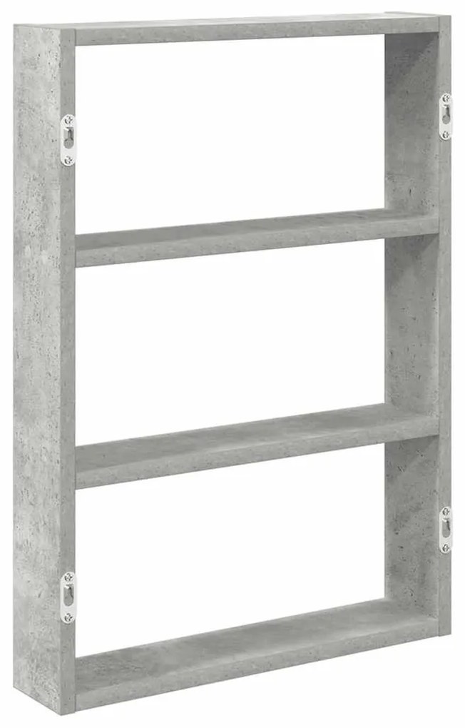 betonszürke szerelt fa fali polc 43 x 9 x 60 cm
