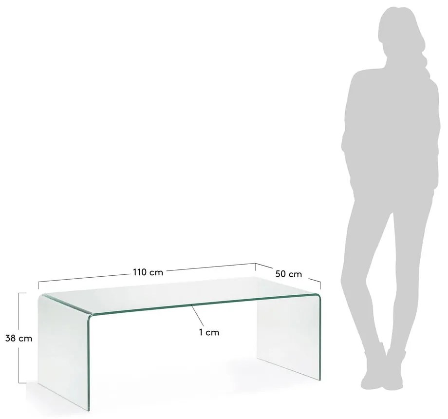 Üveg dohányzóasztal 50x110 cm Burano – Kave Home