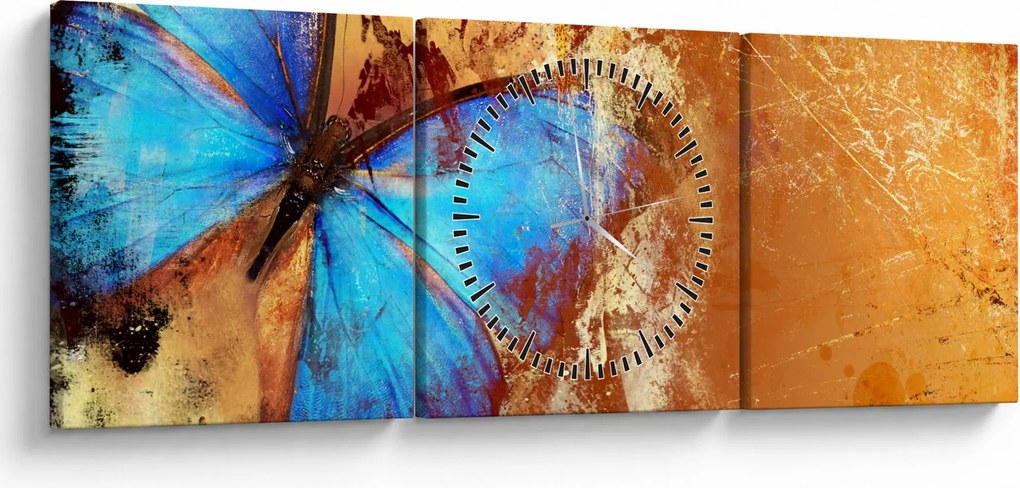 Kép - Kék pillangó (órával) (90x30 cm)