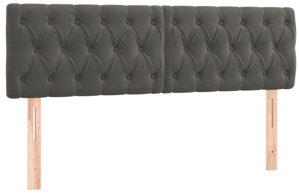 2 db sötétszürke bársony fejtámla 72 x 7 x 78/88 cm