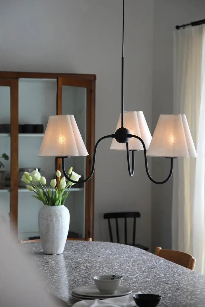 Bézs fém függőlámpa textil búrával Veya – Markslöjd