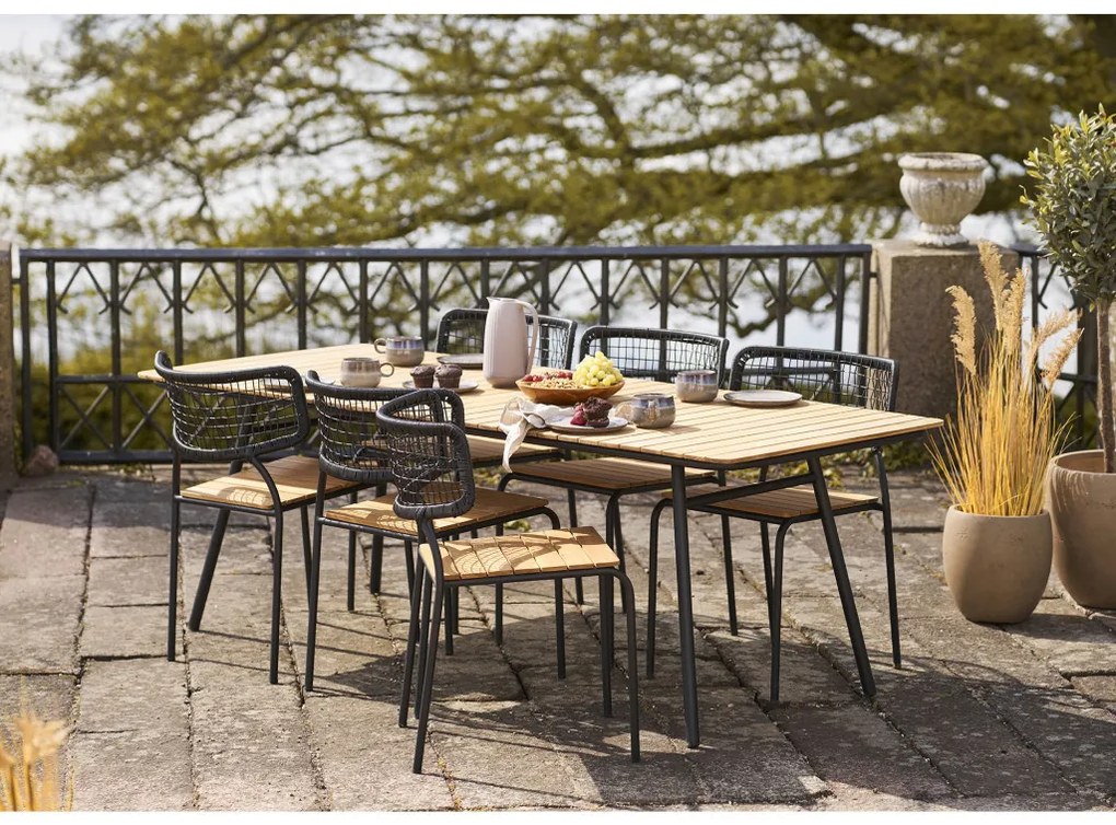 Nashville étkezőszék, teakfa, fekete kötél, fekete