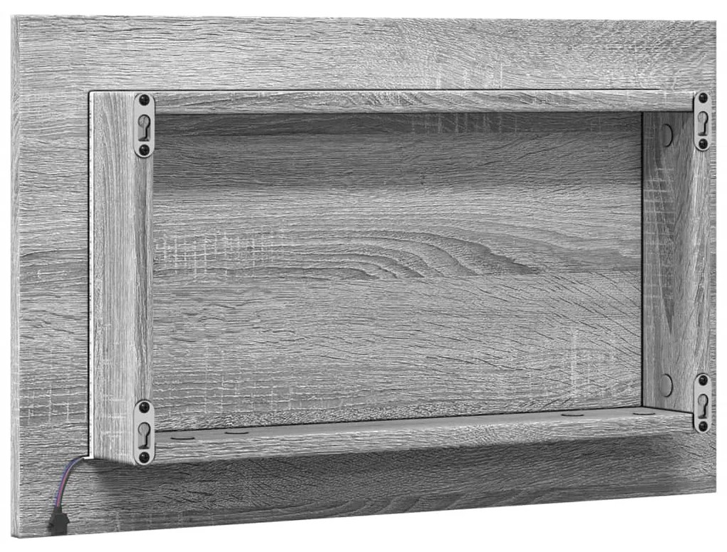 szürke sonoma szerelt fa LED-es fürdőszobatükör 60x8,5x38 cm