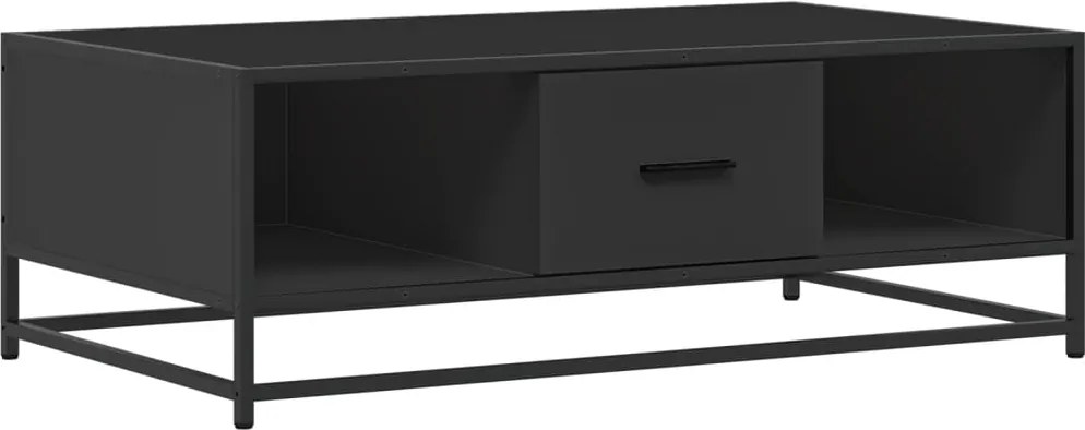 vidaXL fekete szerelt fa és fém dohányzóasztal 100 x 57 x 35 cm