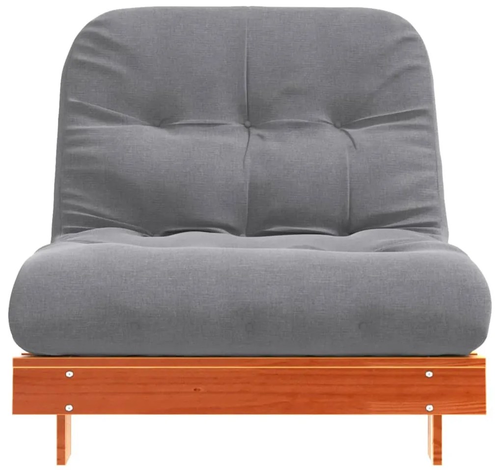 viaszbarna tömör fenyőfa futon kanapéágy matraccal 80x206x11 cm