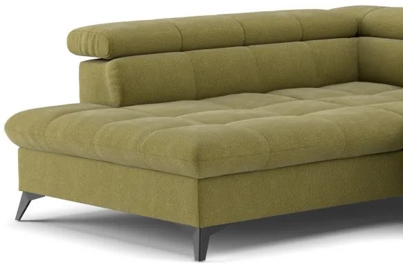 MARANO balos sarokkanapé, kihúzható, olívazöld