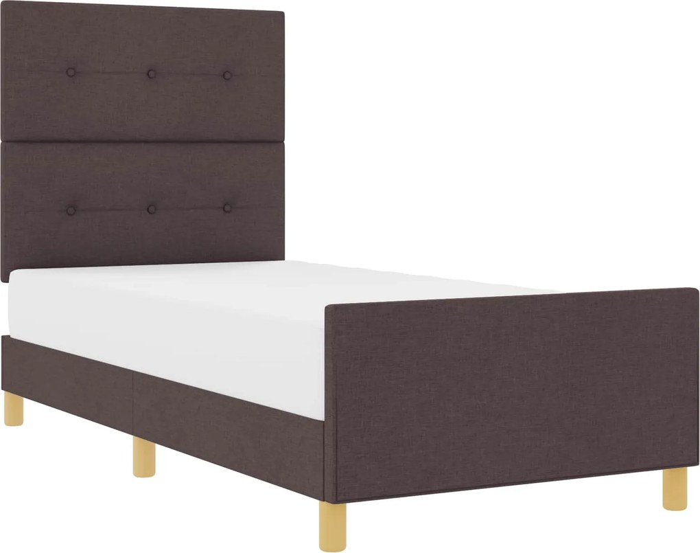 vidaXL Ágykeret fejtámlával sötétbarna 80 x 200 cm szövet