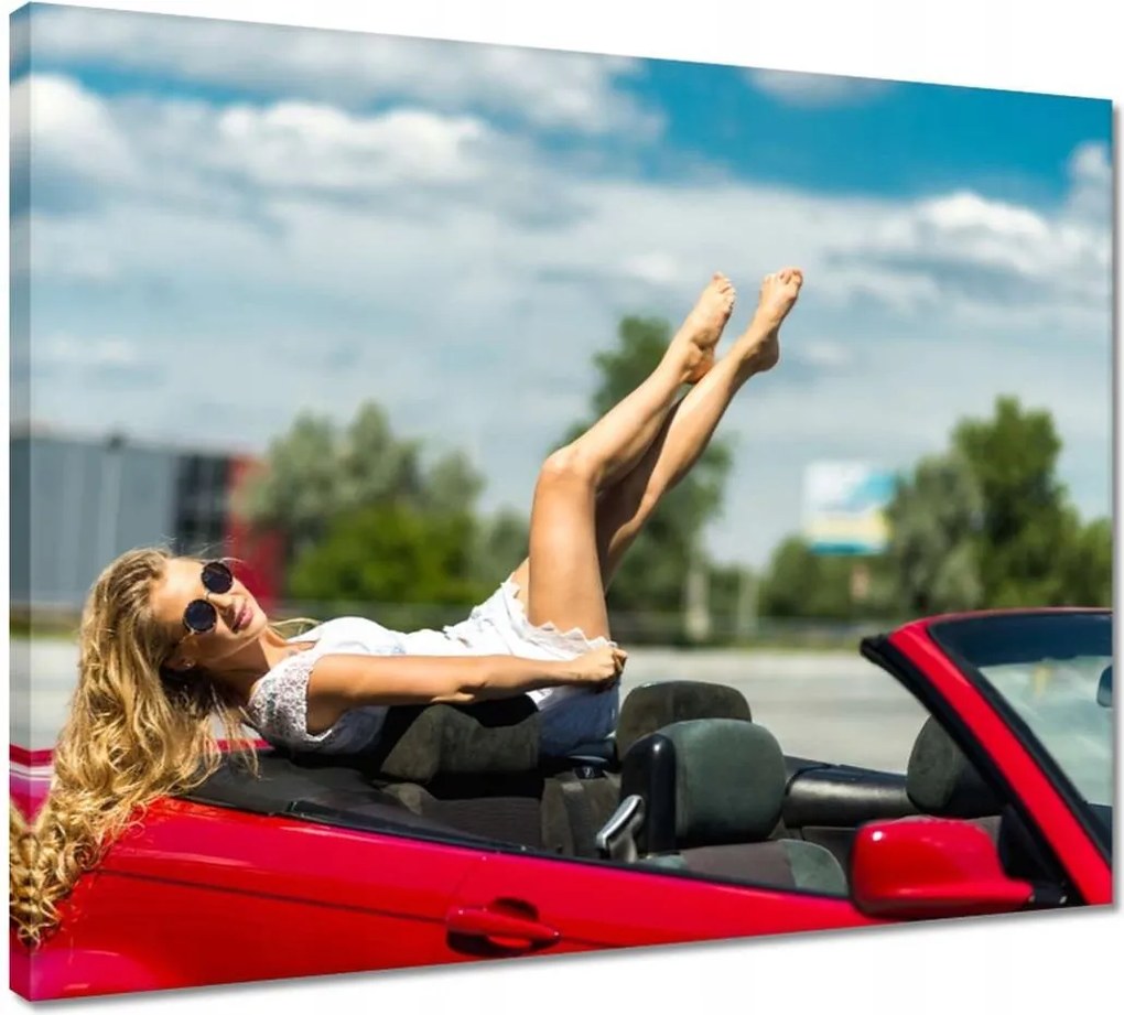 Vászonkép 50x40 Csaj a kabrióban