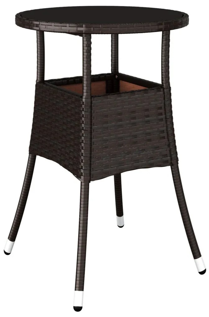 3 Részes Kert Étkező Garnitúra Barna Poli Rattan