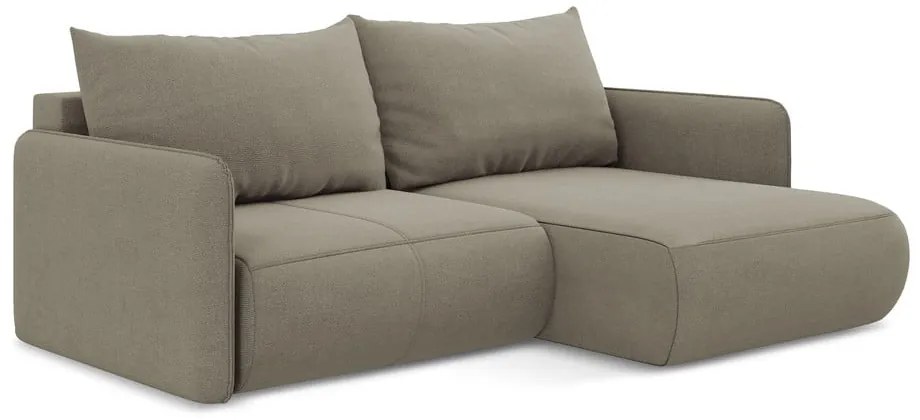 Bézs kinyitható-tárolóhelyes sarokkanapé (jobb oldali) Nanea – Makamii