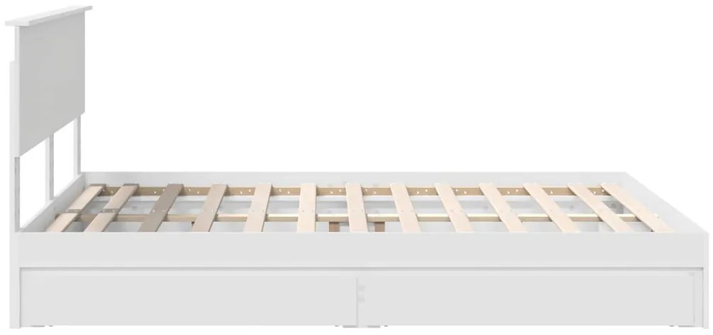 vidaXL Ágykeret fiókkal fejtámlával Fehér 150 x 200 cm Faanyag