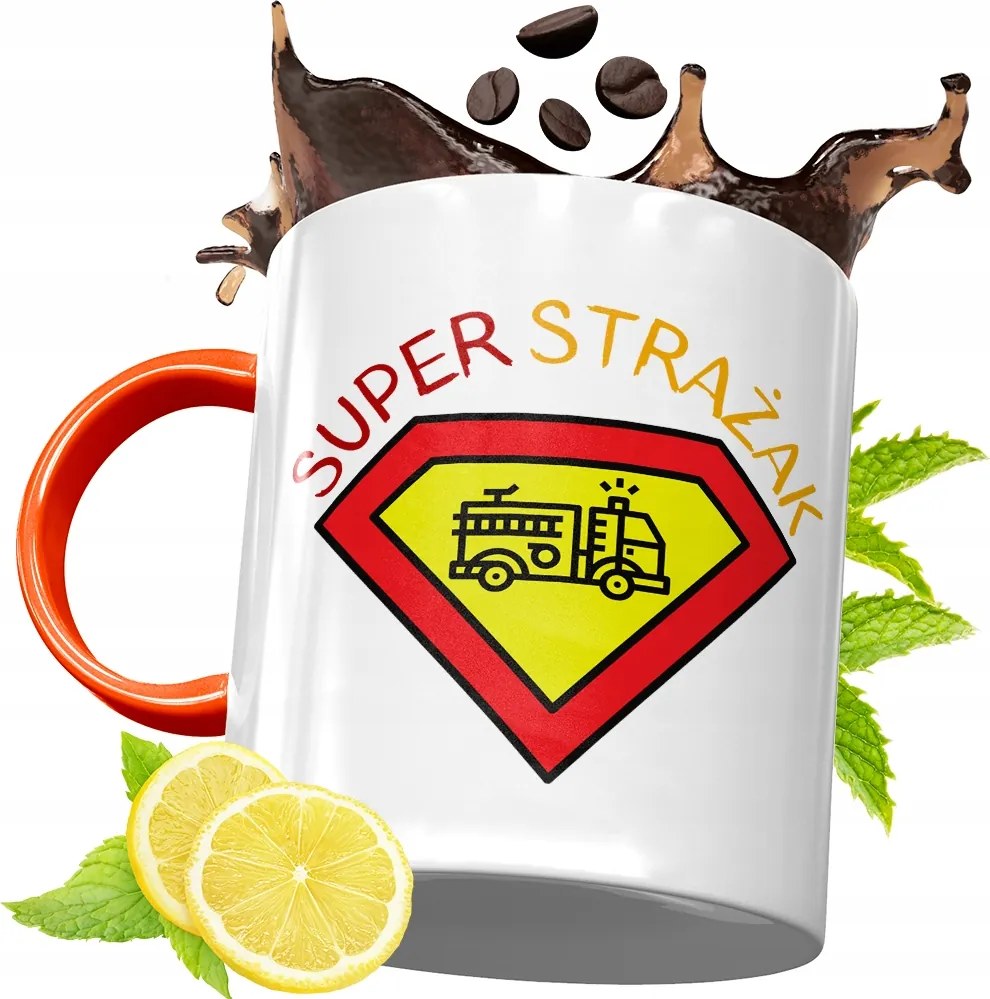 Narancssárga Bögre Tűzoltónak Tökéletes Ajándék fényképes nyomattal