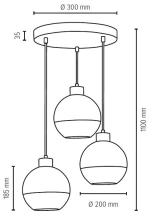 Spot-Light 1860374R - LINEA 3xE27/60W/230V függeszték kábellel