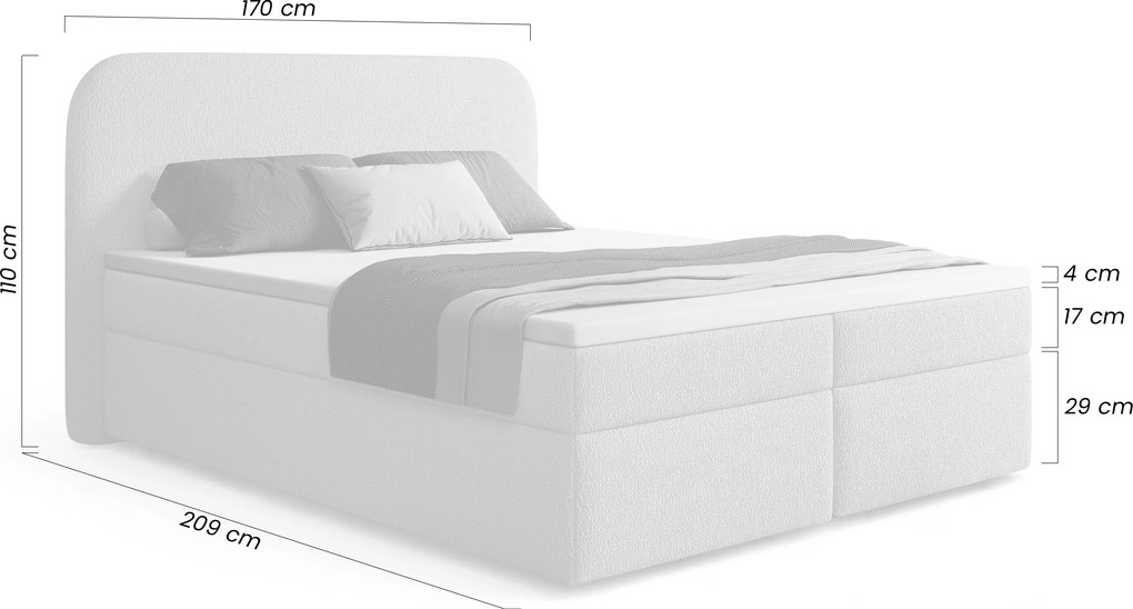 Eleris kontinentális ágy 160x200 tárolóval - bézs bouclé Quelle 03