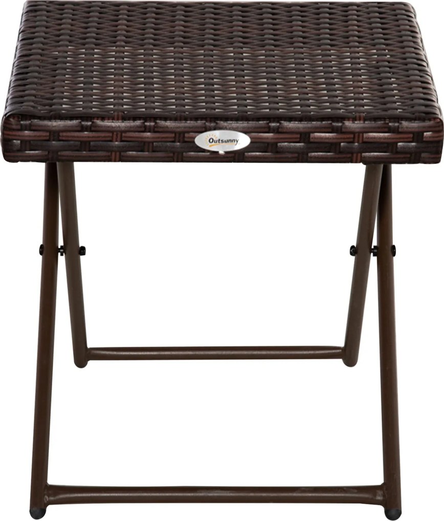 Outsunny Összecsukható Rattantabletta - Kávézóasztal, Kanapéasztal, Tálca, Erkélyasztal, Kerti Asztal, Kanapé Asztal, Teás Asztal - Kerti Bútor Rattan