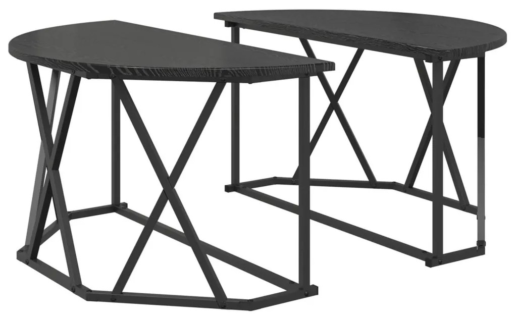 Fekete Oak Kávézóasztal 80x80x42 cm Mérnöki Fa