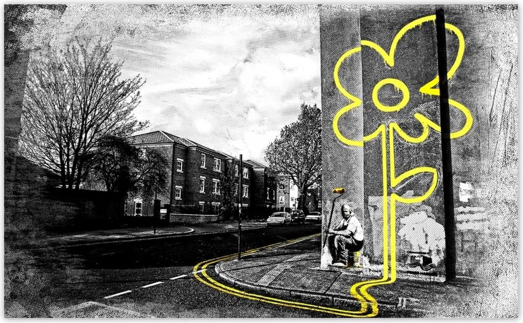 Fotótapéta 416x254 Banksy sárga virág