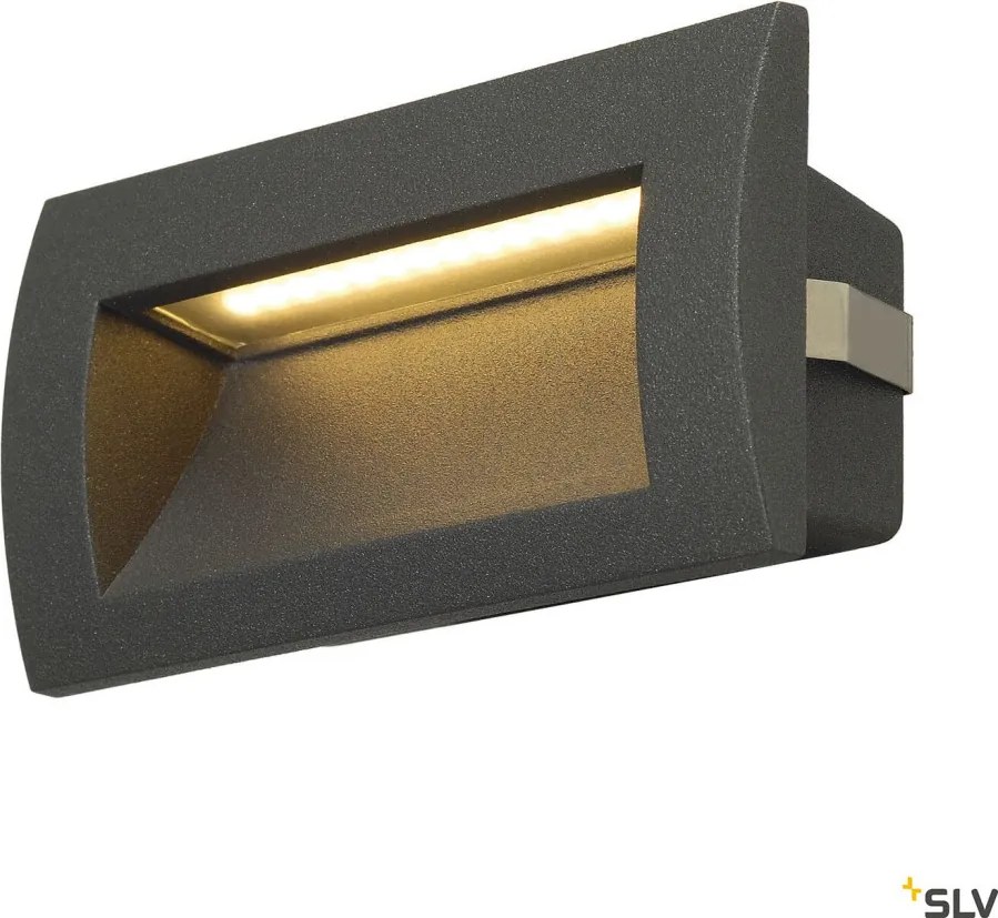 SLV 233625 DOWNUNDER Kültéri Falba Építhető Lámpa Antracit, Fekete LED IP55