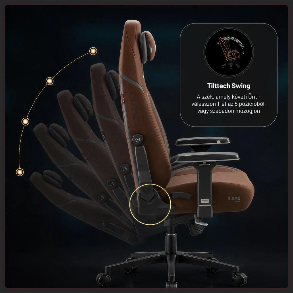 Gamer szék szövet barna, Normal: Diablo X.Eye Prime Cinnamon Brown