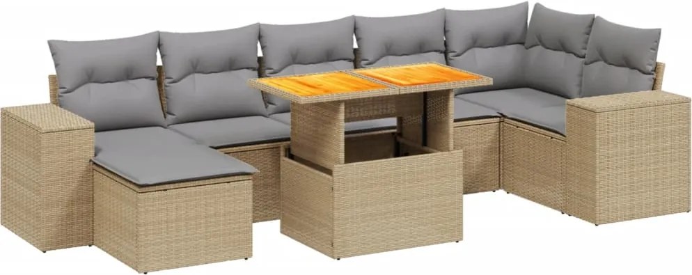 vidaXL 8 részes bézs polyrattan kerti ülőgarnitúra párnával