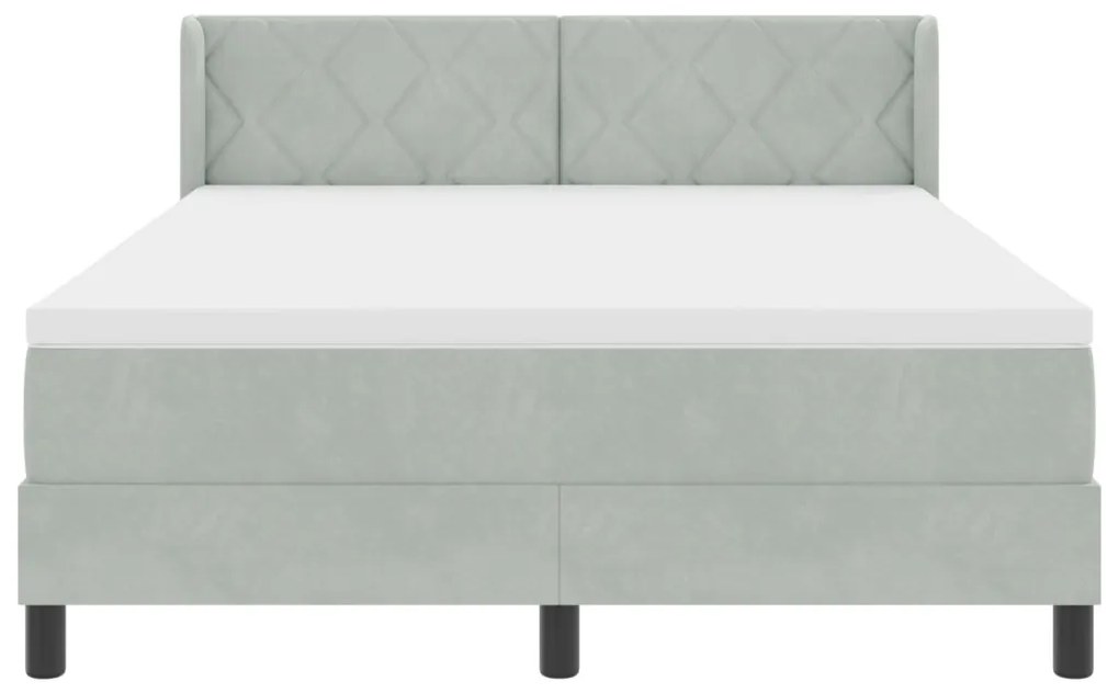 Boxspringágy Matrac Közepes Szürke 140x200 cm Bársony