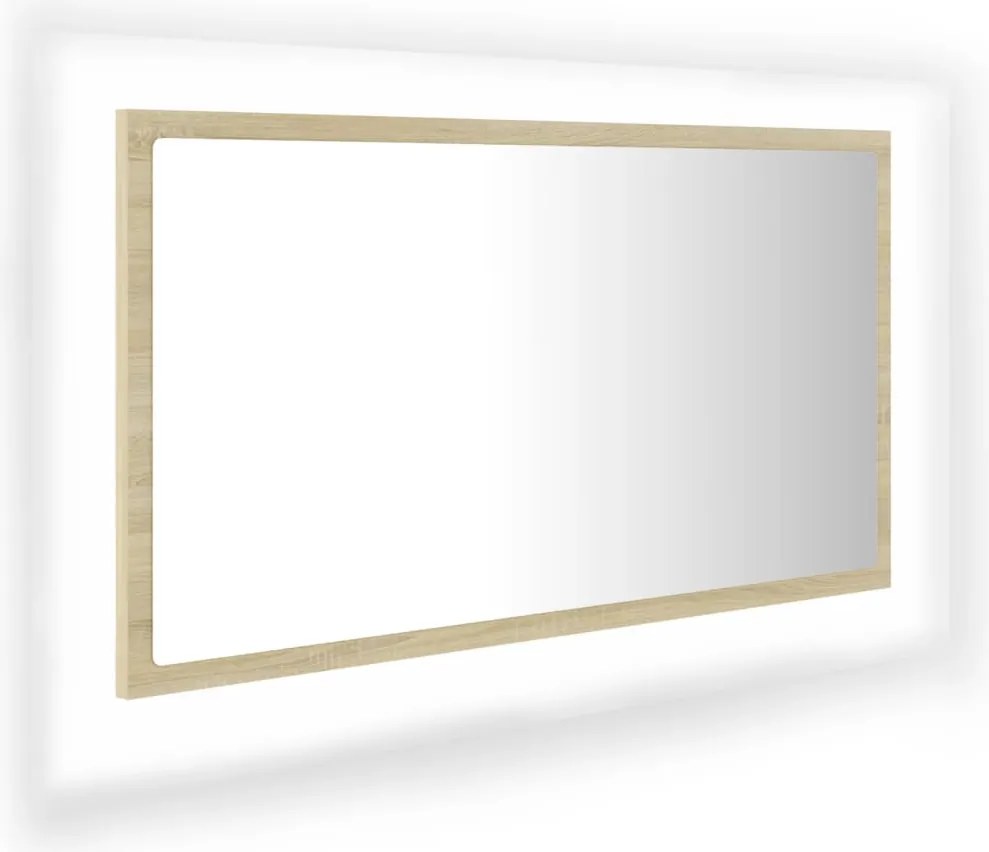 vidaXL sonoma-tölgy akril LED-es fürdőszobai tükör 80x8,5x37 cm