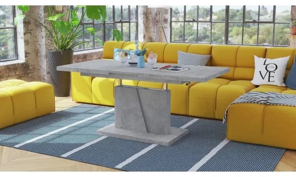 NINO bővíthető dohányzó- és étkezőasztal emelhető asztallappal, beton szürke