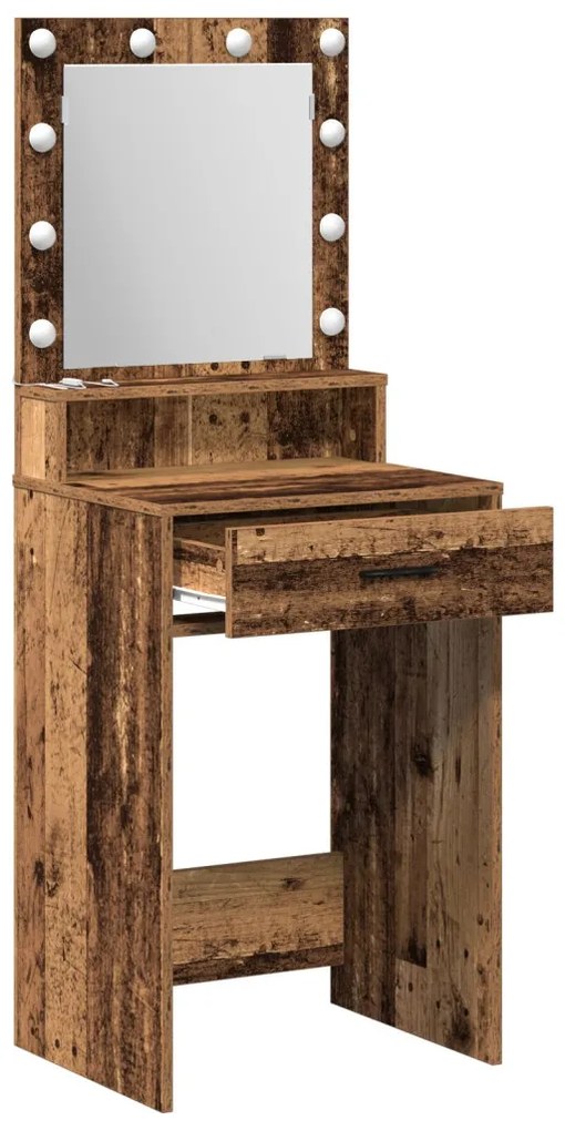 Sminktükör fiókkal polcokkal Öreg fa 50 x 41 x 135 cm Faanyag