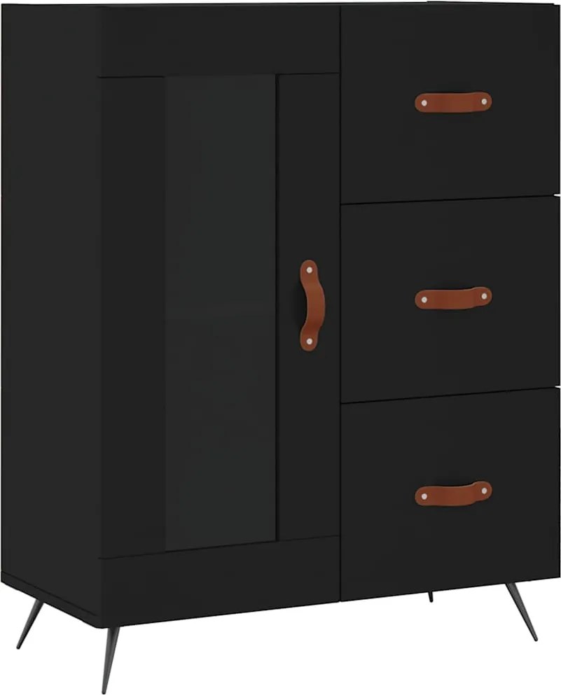 vidaXL fekete szerelt fa tálalószekrény 69,5 x 34 x 90 cm