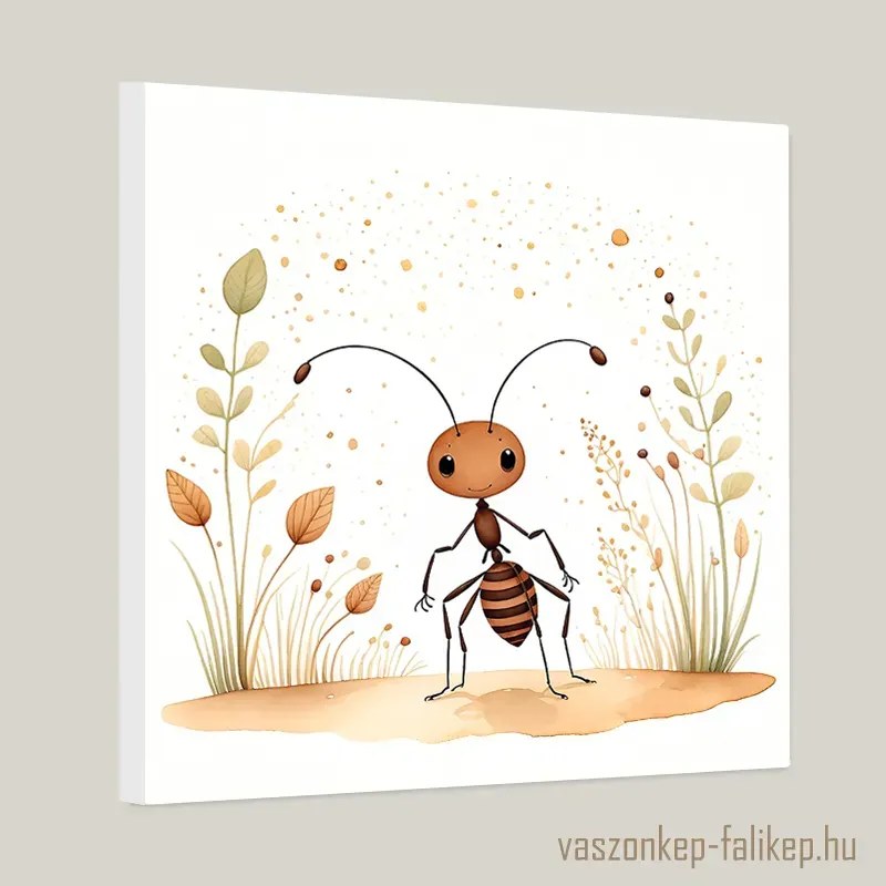 Aranyos kis hangya illusztráció akvarell – természetes báj otthonra 40x40cm