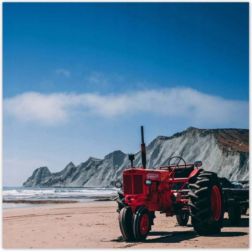 Poszterek 100x100 Traktor a tengerparton Tengerpart