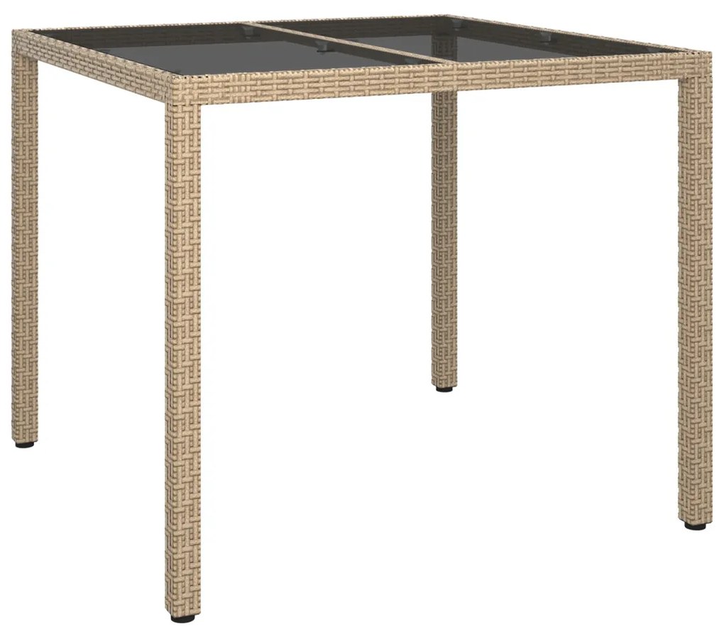 Kerti Étkezőasztal Bézs 90x90x75 cm Polirattan