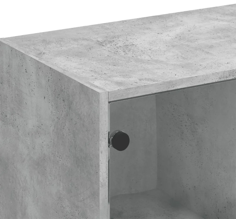 betonszürke szerelt fa könyvespolc ajtókkal 136 x 37 x 109 cm