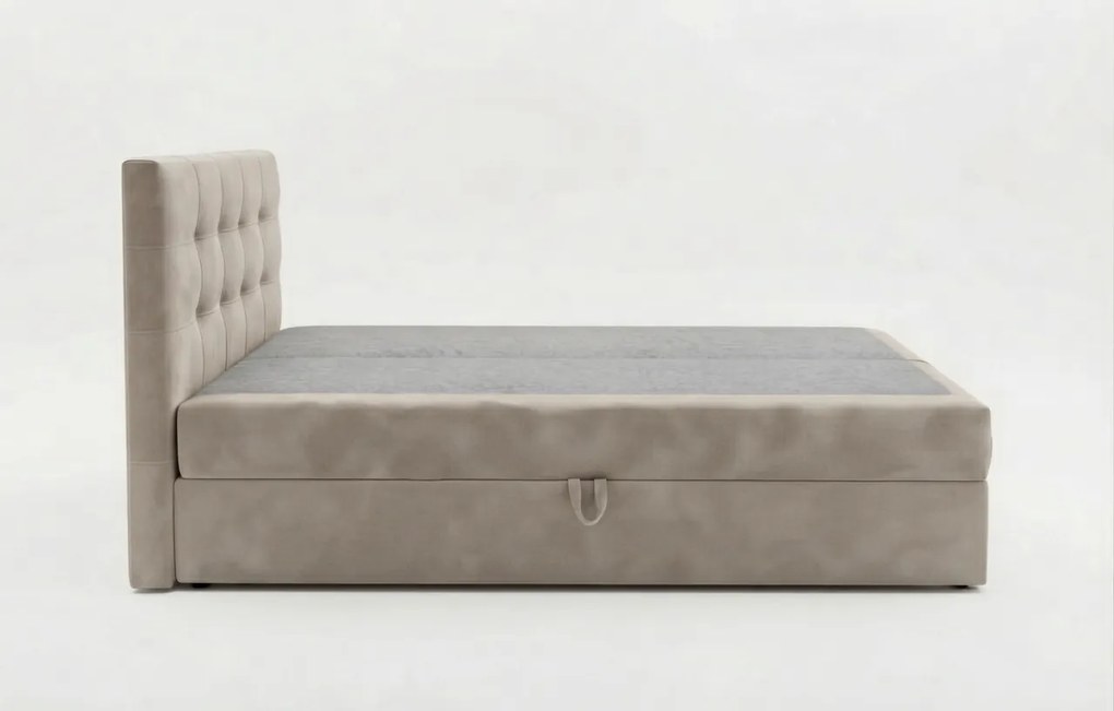 Kárpitozott boxspring ágy DIRELIS TRINITY 140x200 cm bézs Matrac: Bonell rugós matrac