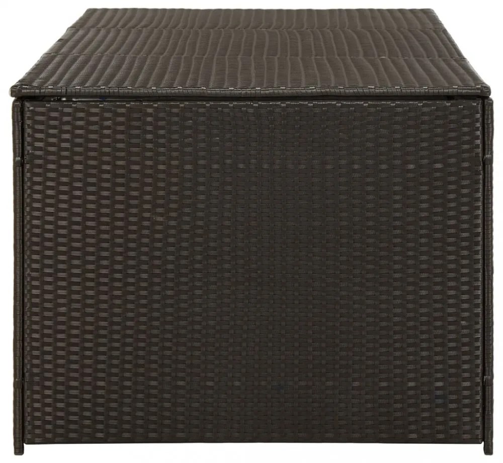 barna polyrattan kerti tárolóláda 180 x 90 x 70 cm