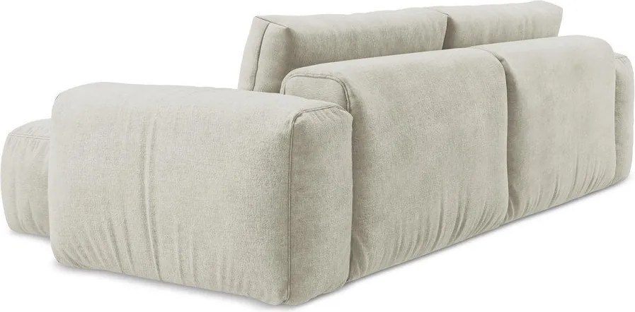 Bézs zsenília kinyitható sarokkanapé (jobb oldali-heverő résszel) Kuki – Makamii