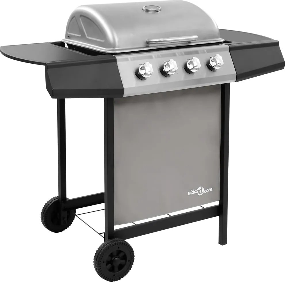 vidaXL fekete és ezüst gáz grillsütő 4 égővel