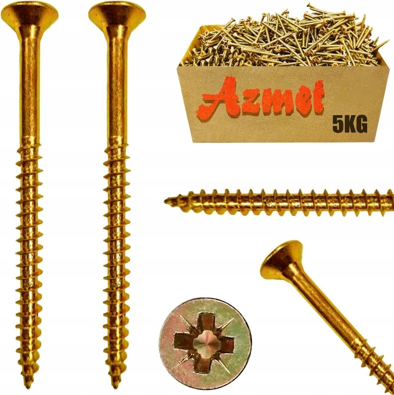 Fa csavarok 3,5x50 edzett arany Pz süllyesztett fej 5kg