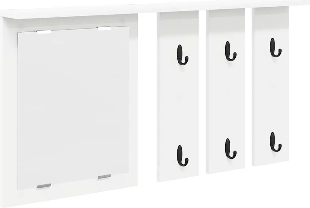 vidaXL Fali Kabáthorog polcokkal Fehér 85 x 10 x 45 cm Faanyag