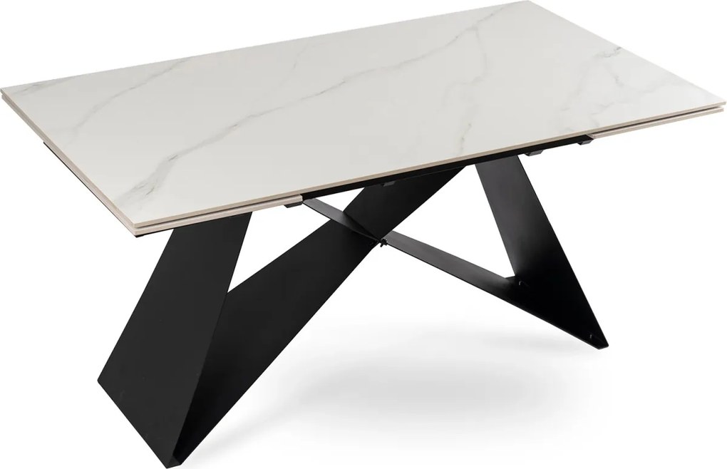 Kihúzható kerámia étkezőasztal 160–240 cm méretben, fehér márvány/fekete színben VICTOR