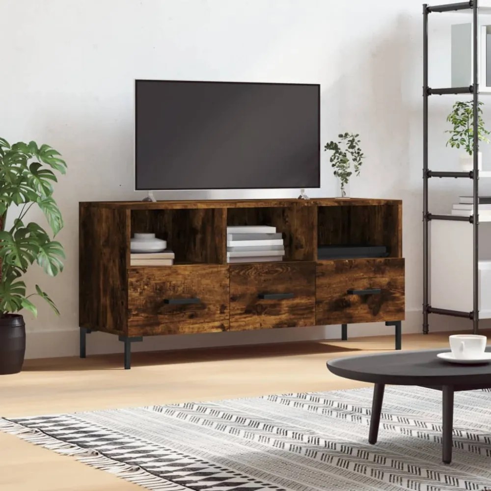 füstös tölgy színű szerelt fa TV-szekrény 102 x 36 x 50 cm