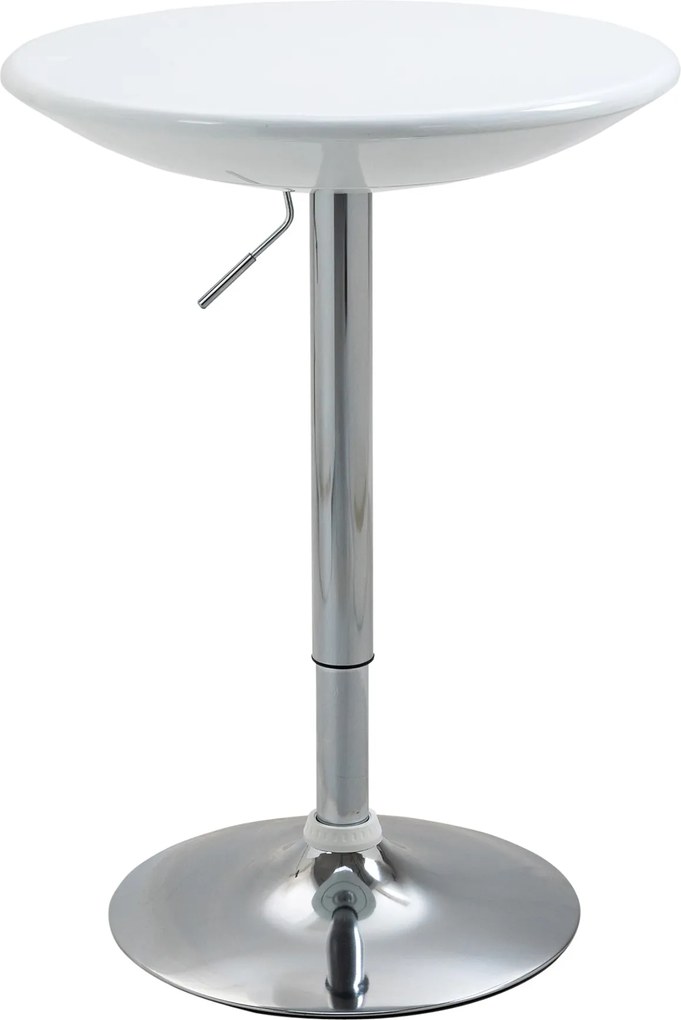 HOMCOM Magasságállítható Bárasztal – Modern Étkezőasztal, Kerek Fém ABS Bevonatú, Fehér Ø61 x 76-97 cm | Aosom