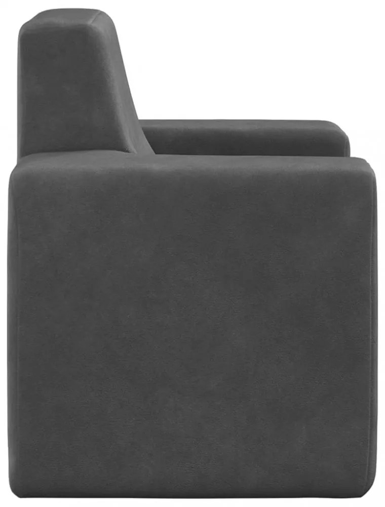 antracitszürke puha plüss gyerekkanapé