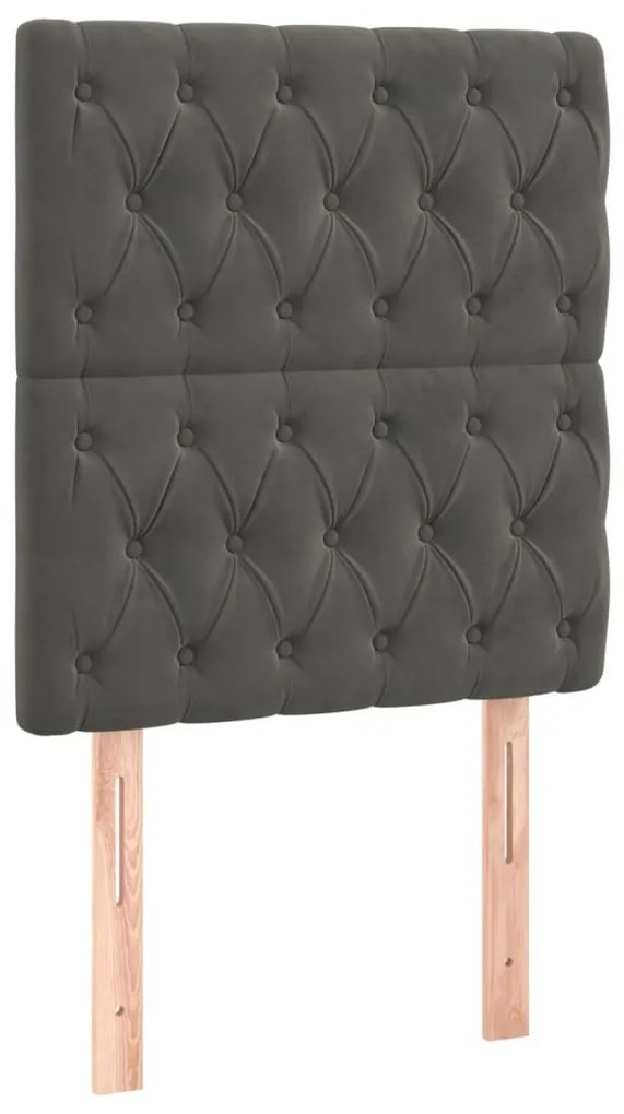 sötétszürke bársony LED-es fejtámla 80x7x118/128 cm