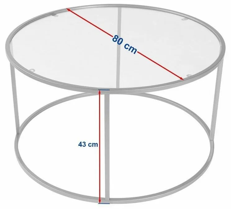 Aurum Black dohányzóasztal sötét üveggel, 80 cm