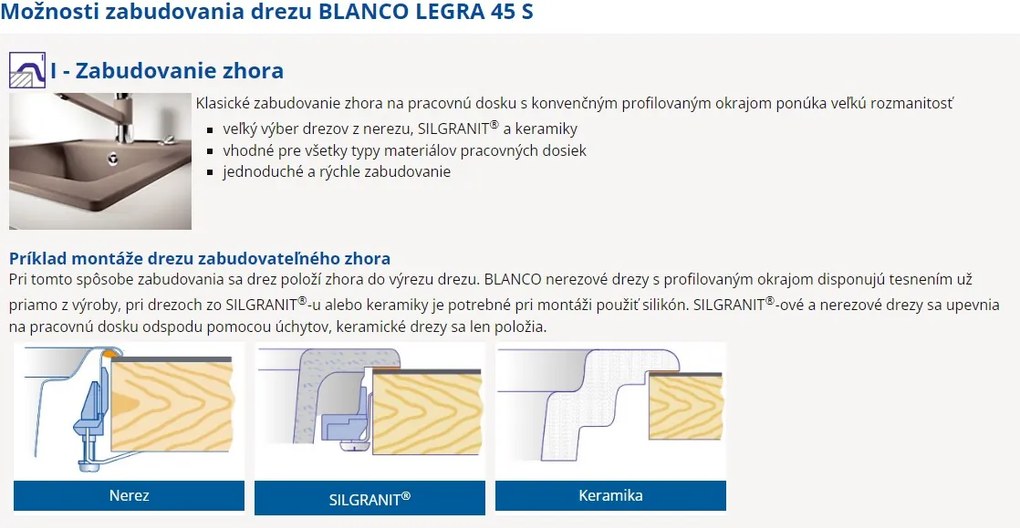 Blanco Legra 45 S, szilgránit mosogató 780x500 mm, antracit, BLA-522201