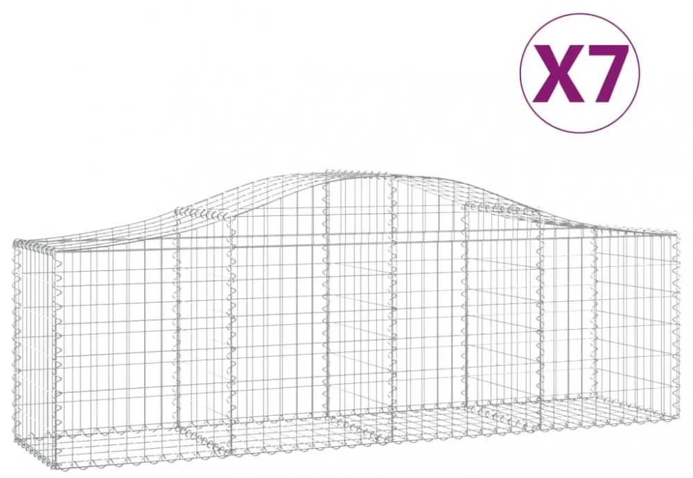 vidaXL 7 db íves horganyzott vas gabion kosár 200x50x60/80 cm