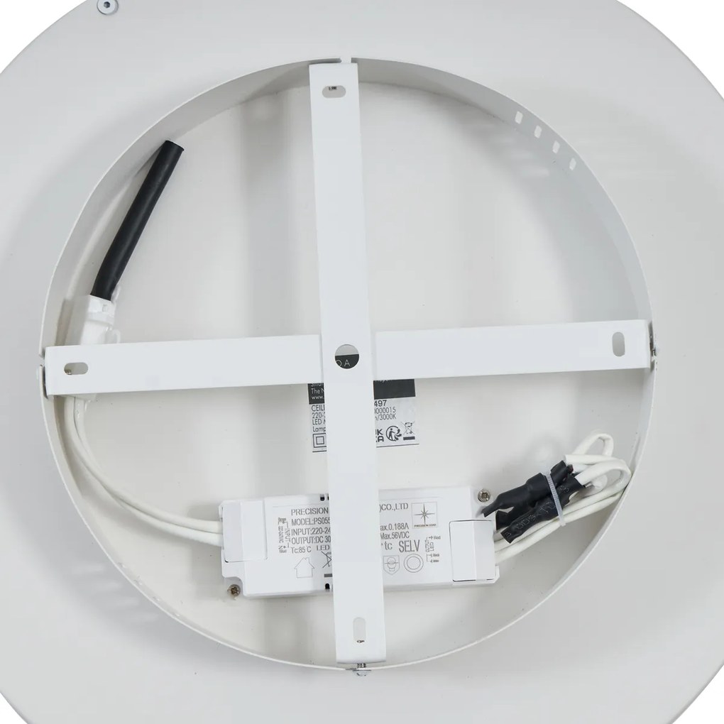 Design mennyezeti lámpa fehér fa hatású 40 cm LED-del, 3 fokozatú kapcsolóval - Ingo